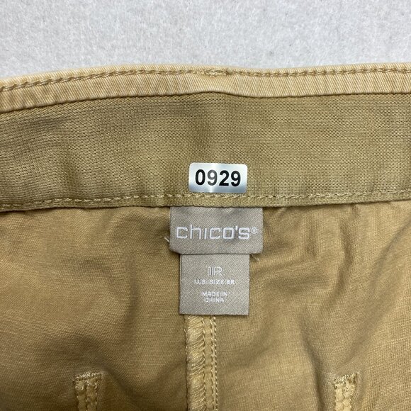 Chicos Pants Women's 1R Tan Utility Stretch Leggings Actual 30 X 26 - Picture 3 of 11